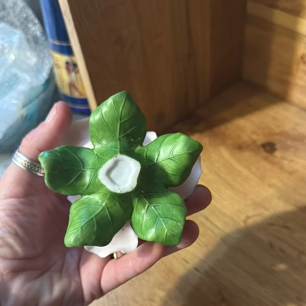 VTG 1950’S Capodimonte Glazed Porcelain Rose candle holders